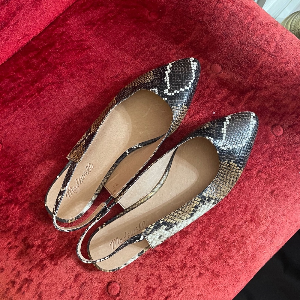 Madewell Margot Snakeskin Slingback Slides Size 9